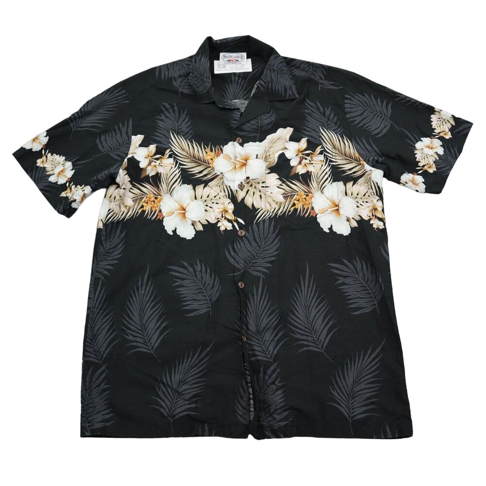 Pacific Legend Apparel Shirt Mens M Black Button Up Short Sleeve Collared Top